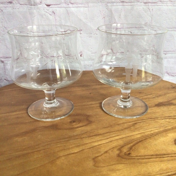Vintage Noritake Bamboo Etched Seafood Cocktail Glasses - Set of 2 - Picture 1 of 7